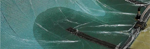 Exemple de pièce en cours d’infusion par injection de résine